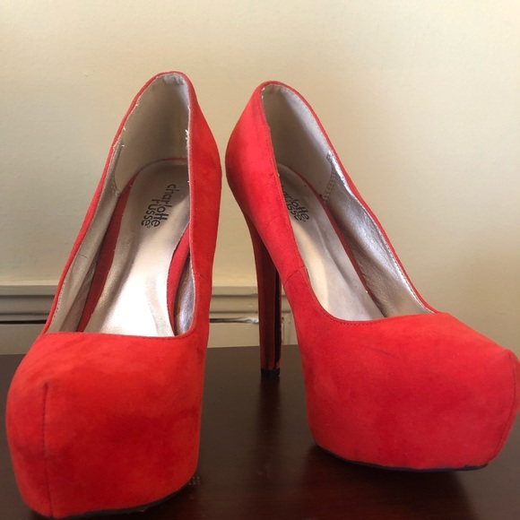 Red 4 inch heels from Charlotte Russe. - Picture 2 of 6